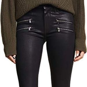 Paige Coated Black Moto High Waist Denim Jeans